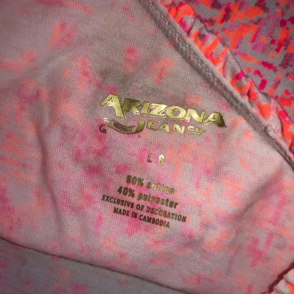 Arizona Jean Co Girls‎ Tank Size Large 6 Fun Orange Pink One Shoulder Ruffle NEW